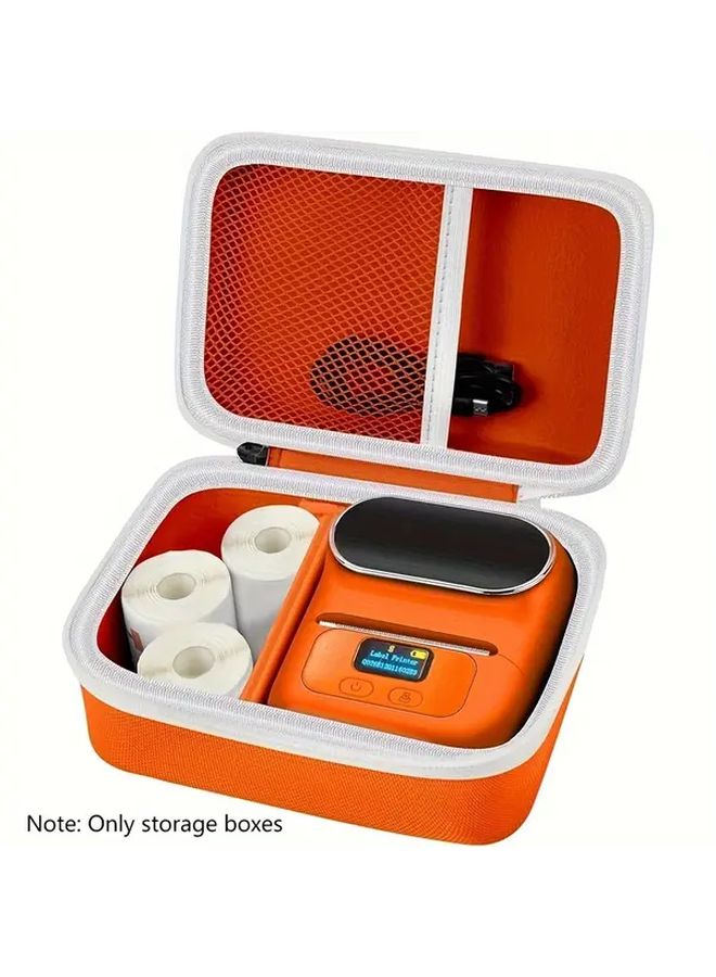 Portable Mini Wireless Thermal Label Maker Case Orange Durable EVA Material Compact Design - Image 4